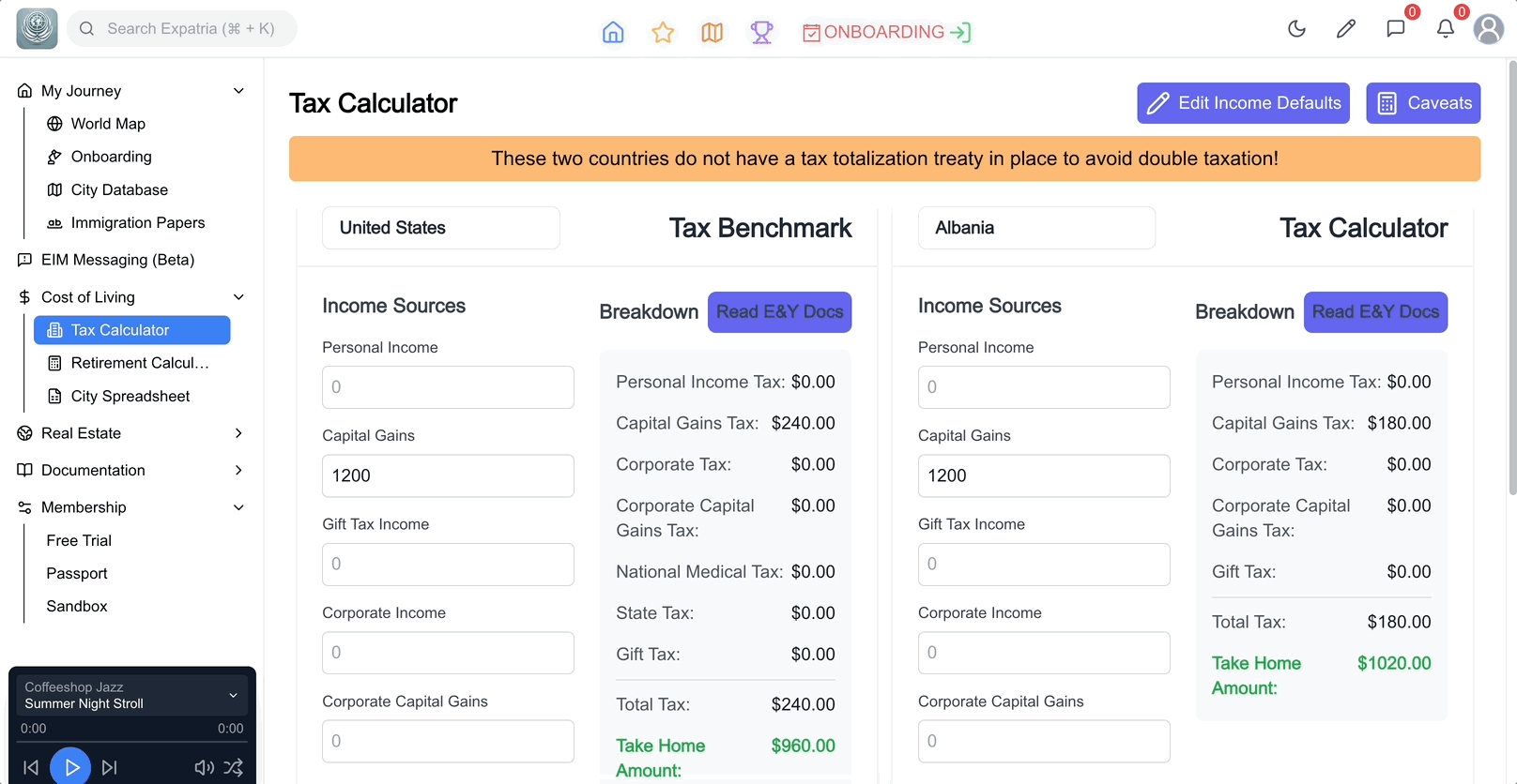 Step 6 - Estimate your tax obligations using our international tax calculator.