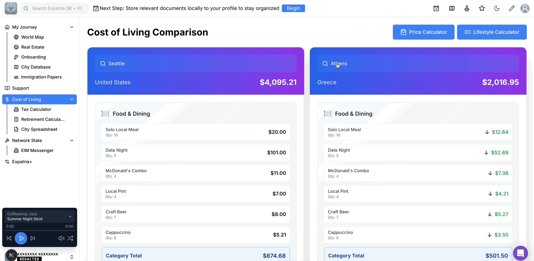 Step 4 - Now that you have a list of favorite cities, it's time to go into depth reviewing the cost of living differences between them and your current hometown
